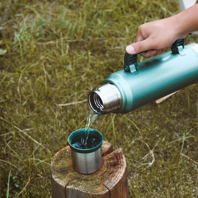 Flasca de agua de vacío de acero inoxidable de gran capacidad de estilo americano Termoso 1 L con mango