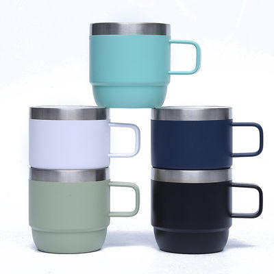 Tazas de café con revestimiento de cerámica sostenibles de 6 oz de doble pared 304 de acero inoxidable