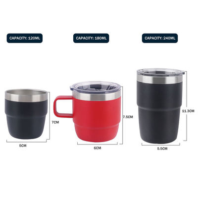 Tazas de café con revestimiento de cerámica sostenibles de 6 oz de doble pared 304 de acero inoxidable