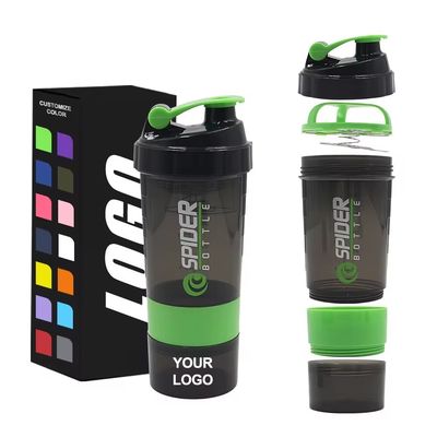 Proof Leak 16oz Fitness GYM Deportes Protein Mixes Botella de batidora con dos compartimientos adicionales
