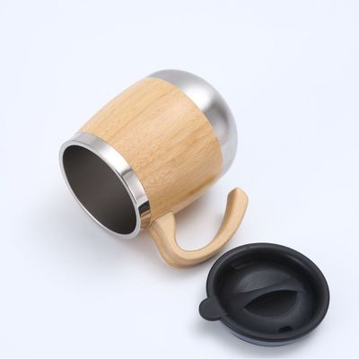 450 ml de copa de acero inoxidable de bambú estilo de diseño clásico y accesorios de agarre de mano para su