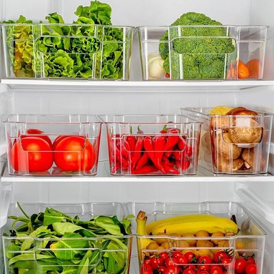 Envase de almacenamiento de alimentos Cuadrado Contenedor de plástico de cocina para organizador de cajones de la nevera