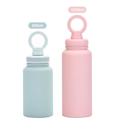 Botella de agua de acero inoxidable aislada para deportes con soporte magnético para teléfonos celulares