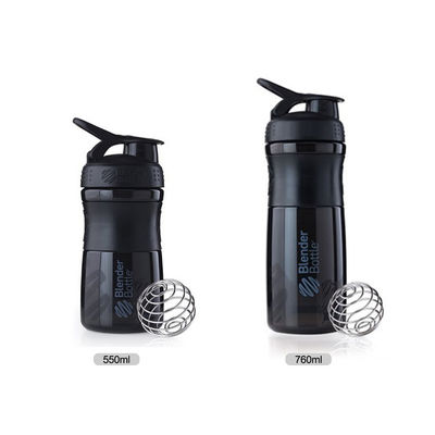 Bola de acero inoxidable portátil sin BPA Gimnasio Botella de batidora de proteínas de plástico para deportes