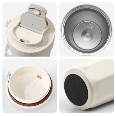 Taza de café de automóvil moderna de acero inoxidable con aislamiento al vacío perfecta en movimiento