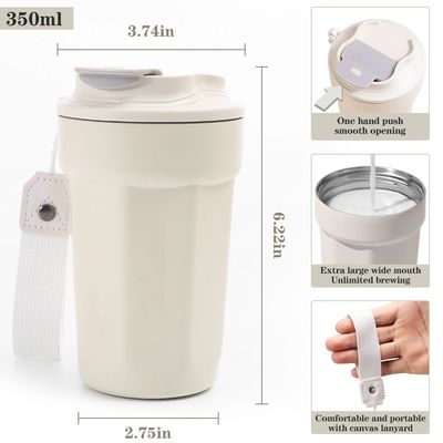 Taza de café de automóvil moderna de acero inoxidable con aislamiento al vacío perfecta en movimiento