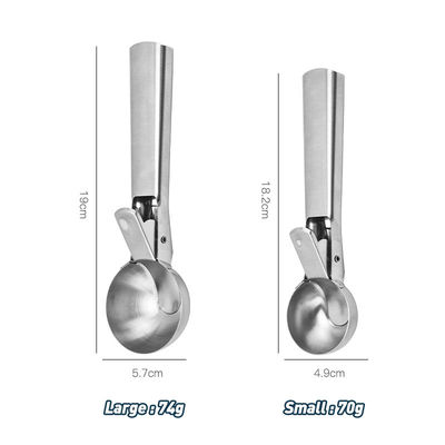 Herramientas de cocina Scoop de helado de acero inoxidable con logotipo personalizado de gatillo fácil y 4.8 * 18cm