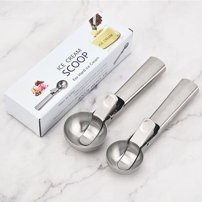 Herramientas de cocina Scoop de helado de acero inoxidable con logotipo personalizado de gatillo fácil y 4.8 * 18cm