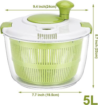 Confortable manija 5L Salada de lechuga gran secador de hilado con logotipo personalizado aceptable