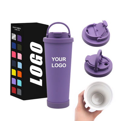Tumbler aislado de acero inoxidable de paja con revestimiento cerámico y base de silicona