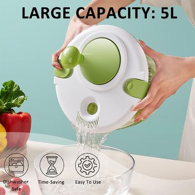Confortable manija 5L Salada de lechuga gran secador de hilado con logotipo personalizado aceptable