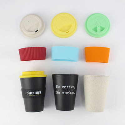 12 oz 350 ml de cubierta de silicona de PP de fibra de bambú Taza de café reutilizable con tapa Un artículo de regalo ideal