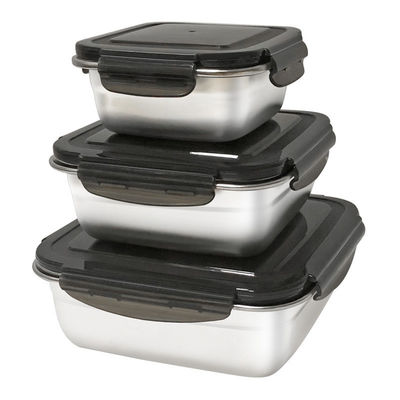 Rectángulo 400/750/1200ml de acero inoxidable Bento Set de la caja de almuerzo con tapas de bloqueo y duradero