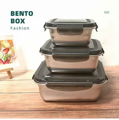Rectángulo 400/750/1200ml de acero inoxidable Bento Set de la caja de almuerzo con tapas de bloqueo y duradero