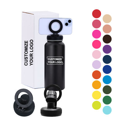 Equipado con recubrimiento anticorrosión de acero inoxidable y plástico botella de agua magnética para gimnasio