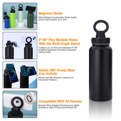 Equipado con recubrimiento anticorrosión de acero inoxidable y plástico botella de agua magnética para gimnasio