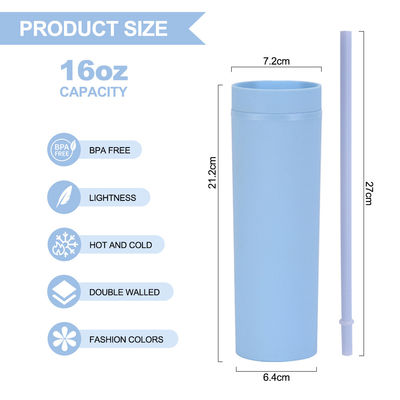186g de acrílico personalizado de colores pastel 16oz copas de plástico reutilizables con paja