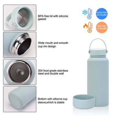 Diseño Clásico botella de agua de acero inoxidable de pared doble de boca ancha de 32 oz para ecológicos