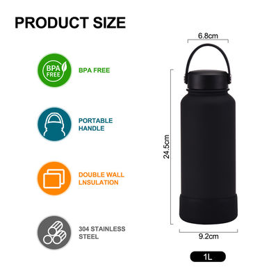 Diseño Clásico botella de agua de acero inoxidable de pared doble de boca ancha de 32 oz para ecológicos