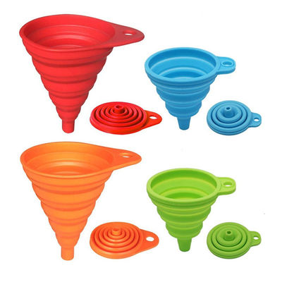 Material de grado alimenticio cocina mini silicona suave embudo plegable retráctil
