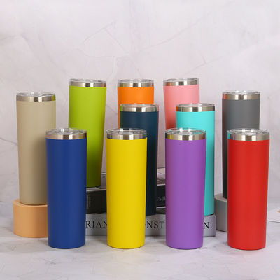 20OZ Capacidad de acero inoxidable delgado tumbler con tapa deslizante y paja de primera elección