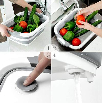 Logotipo personalizado bañera para lavar y drenar verduras frutas tabla de corte plegable