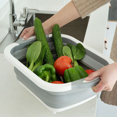 Logotipo personalizado bañera para lavar y drenar verduras frutas tabla de corte plegable