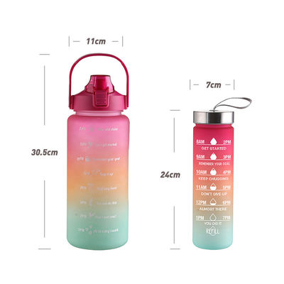 PP Food Grade Lid 4 Pcs Botellas de agua deportiva de plástico con paja y pegatinas para gimnasio