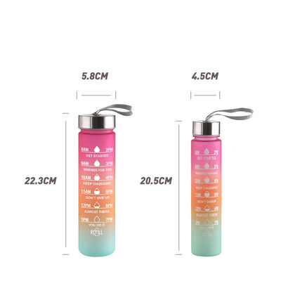 PP Food Grade Lid 4 Pcs Botellas de agua deportiva de plástico con paja y pegatinas para gimnasio