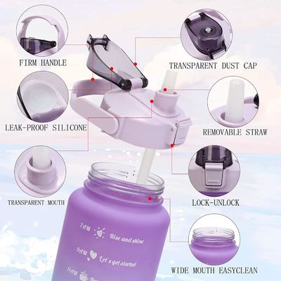 PP Food Grade Lid 4 Pcs Botellas de agua deportiva de plástico con paja y pegatinas para gimnasio