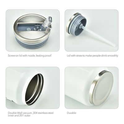 Copo de vacío de doble pared de acero inoxidable 304 con tapa y paja para impresión personalizada