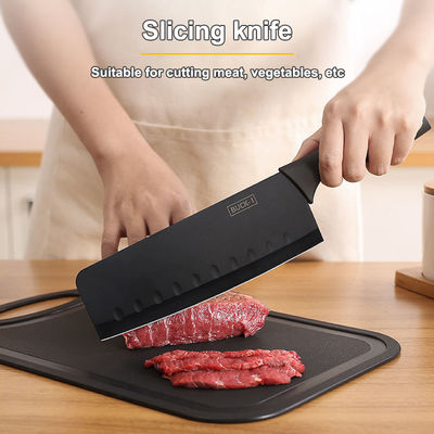 Cuchillo de cocinero de acero inoxidable de 7 piezas con bloque de corte de plástico y soporte de tabla
