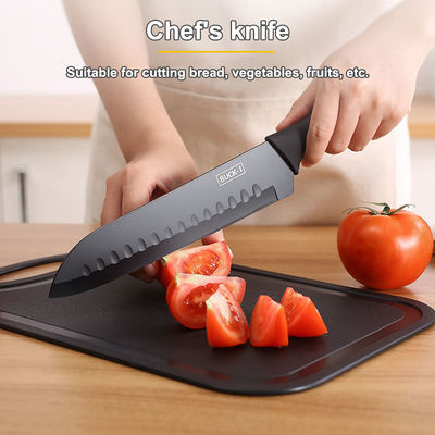 Cuchillo de cocinero de acero inoxidable de 7 piezas con bloque de corte de plástico y soporte de tabla