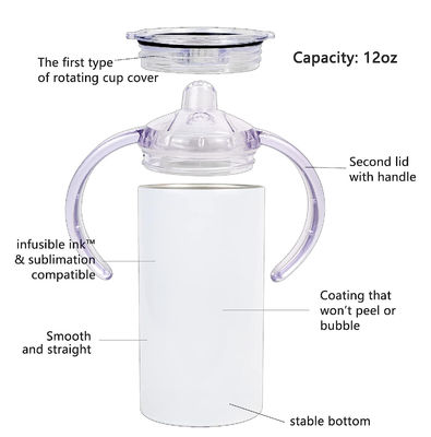 Sublimación de acero inoxidable Tumbler botella de agua libre de BPA de 12 oz para bebés pequeños