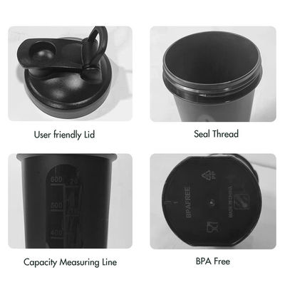 PP Grado alimenticio tapa BPA libre de proteínas botella de batido estilo de diseño contemporáneo para el entrenamiento