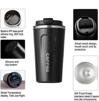 Taza térmica de acero inoxidable ecológica con pantalla de temperatura y tapa a prueba de fugas
