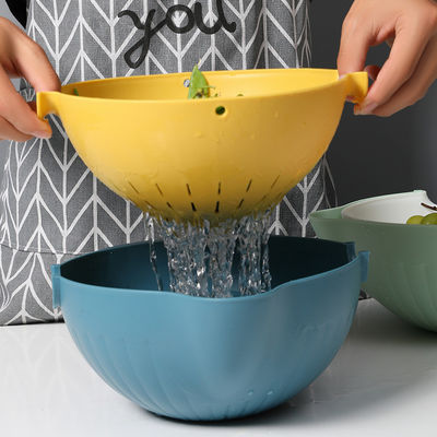 Cuencos de costura de plástico de limpieza versátil 2 en 1 para frutas y verduras