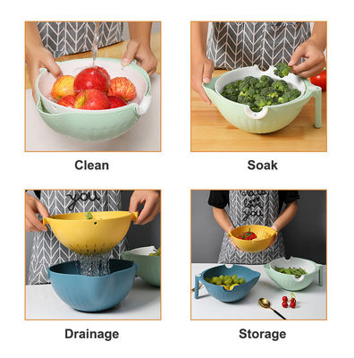 Cuencos de costura de plástico de limpieza versátil 2 en 1 para frutas y verduras