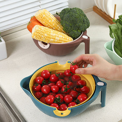 Cuencos de costura de plástico de limpieza versátil 2 en 1 para frutas y verduras