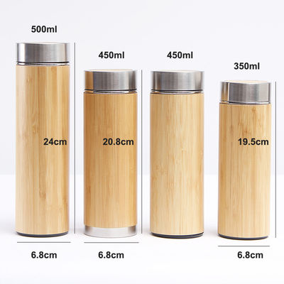 Adultos Envasador de acero inoxidable de bambú de doble pared ecológico para té y café