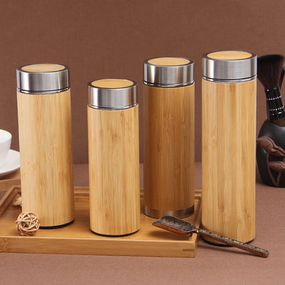 Adultos Envasador de acero inoxidable de bambú de doble pared ecológico para té y café