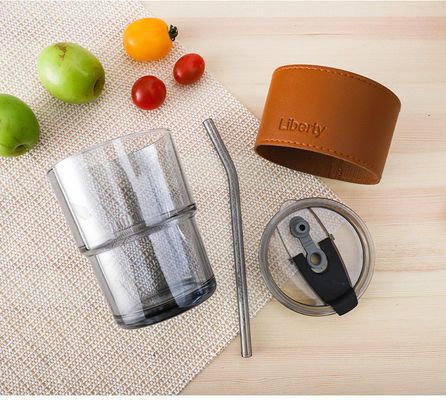 Tazas de café transparentes con tapa y pajitas para BPA libre de fugas de vidrio vintage a prueba de tumbler