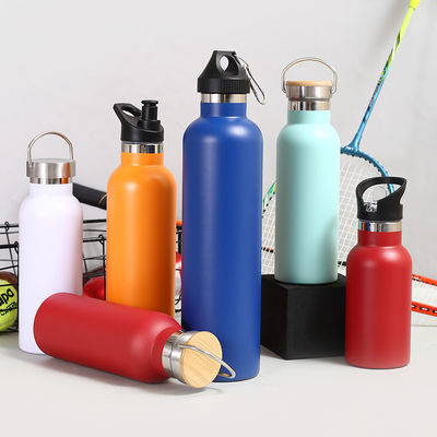 Aislamiento térmico Botella de agua deportiva de vacío de acero inoxidable con manija y con tapa