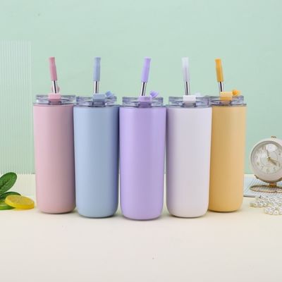 7.6*19.7CM Portátil de acero inoxidable copa de café tumbler con paja y tapas libre de BPA