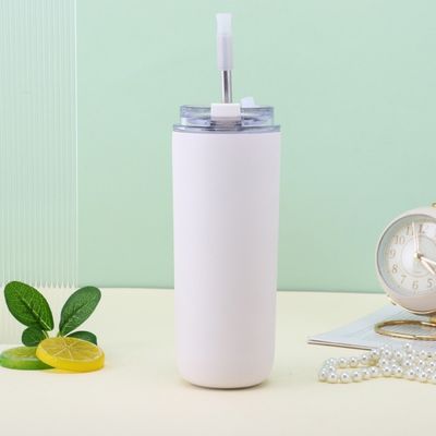 7.6*19.7CM Portátil de acero inoxidable copa de café tumbler con paja y tapas libre de BPA