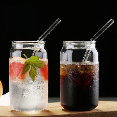 Cocina Botella de agua de vidrio libre de borosilicato BPA con tapas de bambú y paja de vidrio