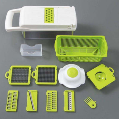 Cortador de cebollas cortador de vegetales de metal raspadora multifuncional con cesta de colander