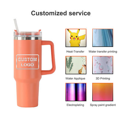 Patrón personalizado de estilo americano 40oz Tumbler con mango de tapa y paja de acero inoxidable Vacuo Copo aislado