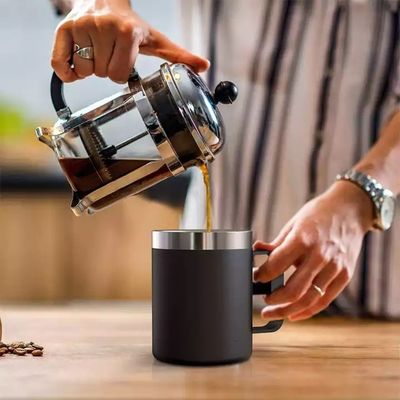 Tazas de café con mango de acero inoxidable para acampar
