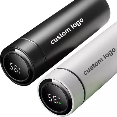 Botella de agua LED digital inteligente personalizada Flasca de infusión de té Flasca de termo aislada al vacío con tapa